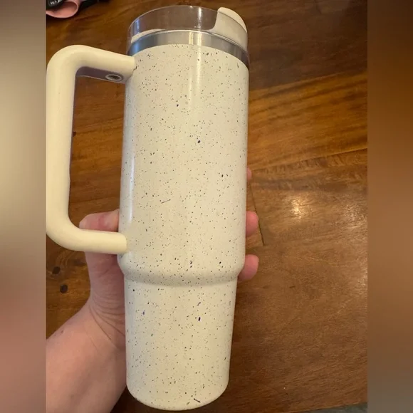 Stanley 30oz White Speckled Tumbler with Purple Logo - Picture 6 of 9